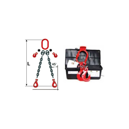 Pendente a catena BOX/2/KL-06/1,5: a 2 bracci, portata 1.600 kg, lunghezza 1,5 Mt