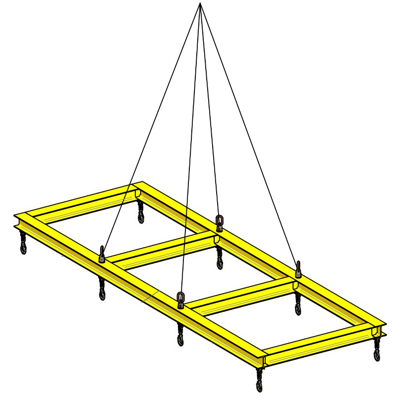 Kit bilancino quadro/rettangolare composto da: nr.1 bilancino 8T 1.500x4.500 mm, nr.4 boccole superi