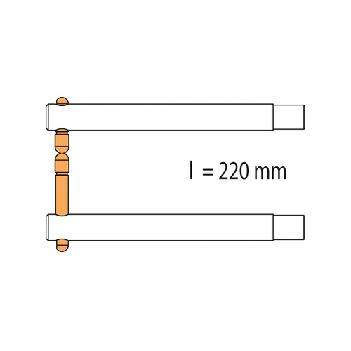 Braccio PX2 completo di: nr.2 bracci lunghezza 220 mm, nr.2 cappe tipo F (PORTASPOT 230)