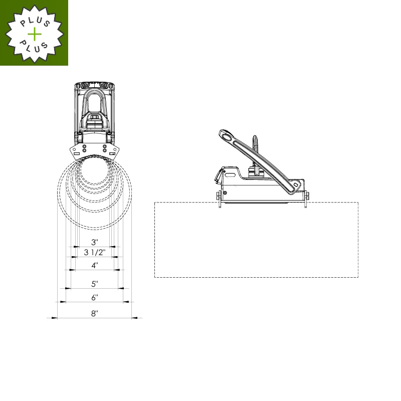 Sollevatore magnetico AML 400 R ES EXTRA STABILITY 3"-3 1/2"-4"-5"-6"-8" PLUS: con staffa polare di 